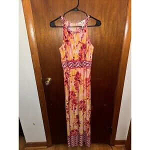 Wisp Womens Floral Pink And Yellow Maxi Dress Size 8